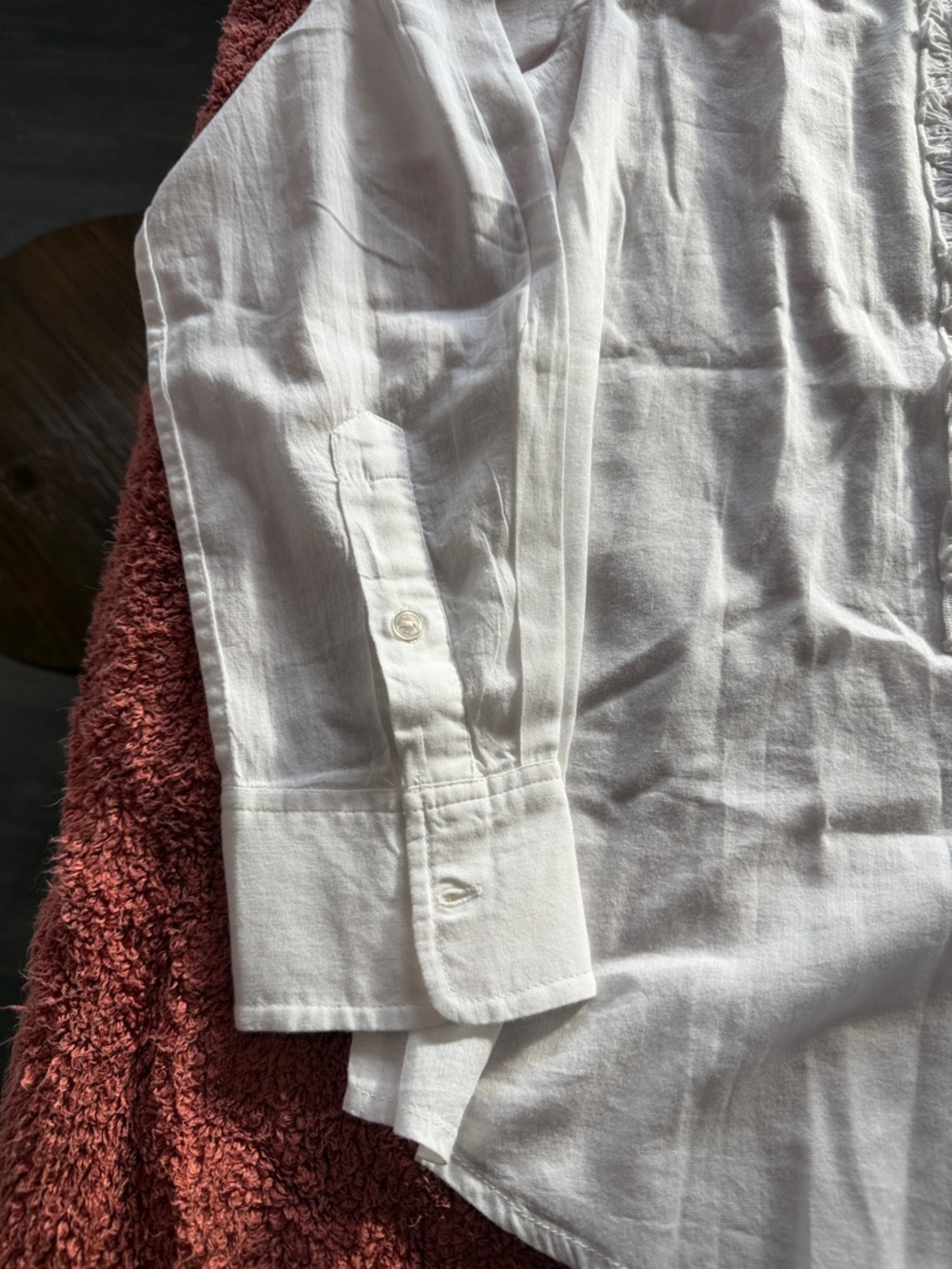 White Ruffle-Front women’s Blouse - Picture 3 of 8